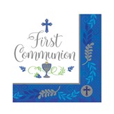 First Communion Blue Lunch Napkins 36pk