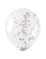 Clear Star Confetti Filled 16" Latex Balloons