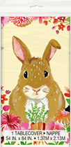 Floral Easter Rabbit Plastic Tablecover