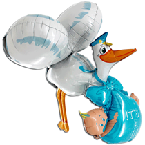 Baby Boy 3D Stork With Baby 5ft Foil Balloon