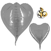 Silver 3D Heart 23" Foil Balloon