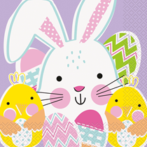 Easter Rabbit & Chick Paper Party Napkins 16pk