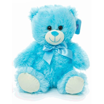 Blue Teddy Bear With Bow 25cm