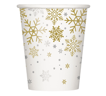 Christmas Silver & Gold Snowflake 9oz Cups 8pk