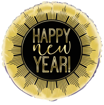 Roaring New Year Gold & Black 18" Foil Balloon
