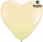 Qualatex 15" Ivory Latex Heart Balloons 50pk