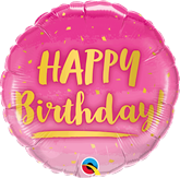 Happy Birthday Pink & Gold 18" Foil Balloon