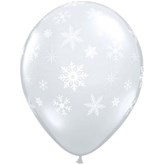 Christmas Snowflakes Diamond Clear 11" Latex Balloons 25pk