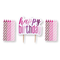 Pink Glitz Happy Birthday Pick With 12 Candles