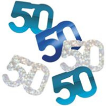 Blue Glitz 50th Birthday Foil Confetti 14g