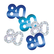 Blue Glitz 80th Birthday Foil Confetti 14g