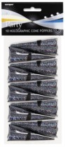 Black Holographic Cone Poppers 10pk