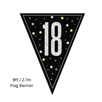 Black Glitz Age 18 Prismatic Foil Flag Banner 9ft