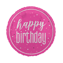 Pink Glitz Happy Birthday Prismatic 18" Foil Balloon