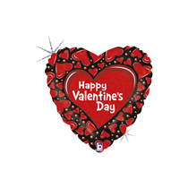 Valentine Grabo 9" Black And Red Hearts Foil Balloon