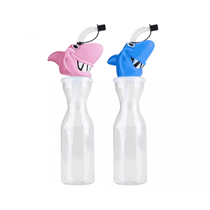 Shark Head Clear Plastic Water Bottle With Straw