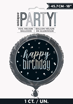 Black Glitz Happy Birthday 18" Foil Balloon