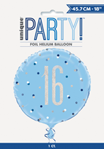 Blue Glitz 16th Birthday Prismatic Foil 18" Balloon