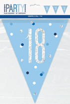 Blue Glitz 18th Birthday Foil Flag Banner 9ft