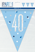 Blue Glitz 30th Birthday Foil Flag Banner 9ft