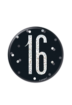 Black Glitz 16th Birthday 3" Badge