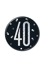 Black Glitz 40th Birthday 3" Badge