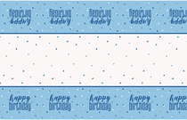 Blue Glitz Happy Birthday Plastic Tablecover