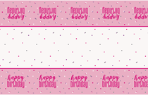 Pink Glitz Happy Birthday Plastic Tablecover