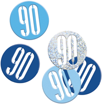 Blue Glitz 90th Birthday Foil Confetti 14g