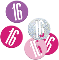 Pink Glitz 16th Birthday Foil Confetti 14g