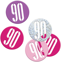 Pink Glitz 90th Birthday Foil Confetti 14g