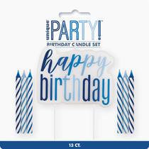 Blue Glitz Happy Birthday Pick & 11 Candles