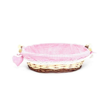 Pink Gingham 40cm Oval Hamper Basket With Handle