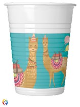 Llama Party 200ml Plastic Cups 8pk