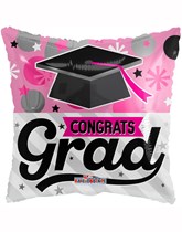 Pink Congrats Grad 18" Square Foil Balloon