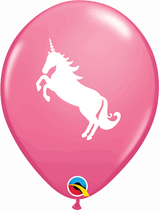 Rose Latex With White Unicorn 11" Latex Balloons 6pk