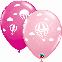 Pink Hot Air Balloon Clouds 11" Latex Balloons 25pk