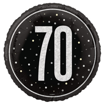 Black Glitz 70th Birthday Prismatic 18" Foil Balloon