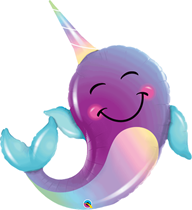 Smiling Purple Narwhal 40" Foil Balloon