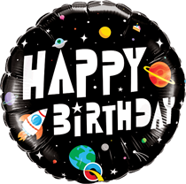 Space Astronaut Happy Birthday 18" Foil Balloon
