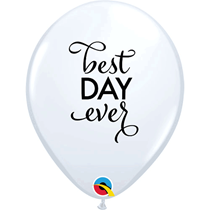 White Best Day Ever Script 11" Wedding Latex Balloons 25pk