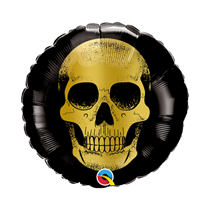 Halloween Golden Skull Black 9" Foil Balloon