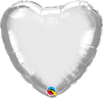Chrome Silver 18" Heart Foil Balloon (Pkgd)