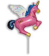 Pink Flying Unicorn 16" Air Fill Foil Balloon (Loose)