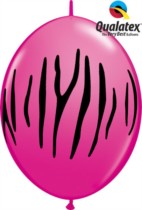 Qualatex 12" Wild Berry Zebra Stripes Quick Link Latex Balloons 50pk