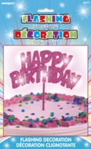 Happy Birthday Flashing Cake Decoration - Pink