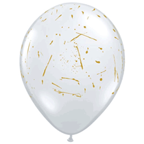 Diamond Clear With Gold Paint Splatters 11" Latex Balloons 25pk