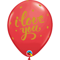 Valentine's Red I Love You Script 11" Latex Balloons 25pk