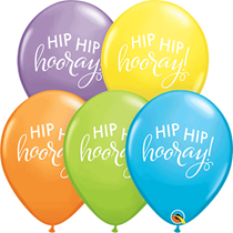 Pastel Assortment Hip Hip Hooray 11" Latex Balloons 25pk