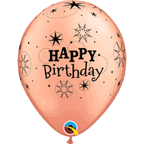 Happy Birthday Sparkle Rose Gold 11" Latex Balloons 6pk
